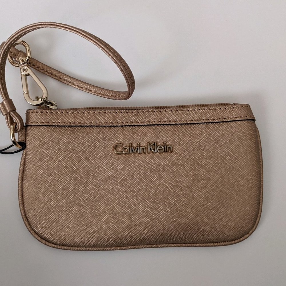 Calvin Klein Gold Leather Wristlet NWT